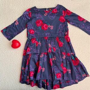 Tea Collection Navy and Red Floral Dress